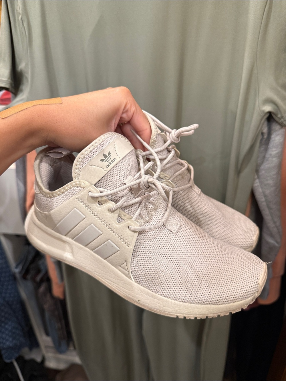 adidas Kids Light Beige/Off-White Mesh Sneakers